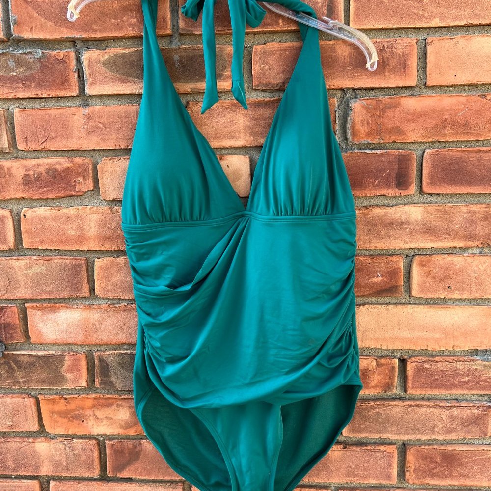 Anne Cole Shirred Wrap One Piece Size 12